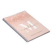 Glamoureus Rosegold Glitter Elegant Script Monogra Notitieboek (Rechterzijde)