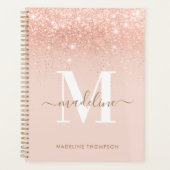 Glamoureus Rosegold Glitter Elegant Script Monogra Planner (Voorkant)
