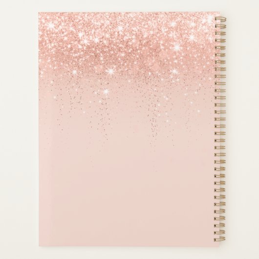 Glamoureus Rosegold Glitter Elegant Script Monogra Planner (Achterkant)