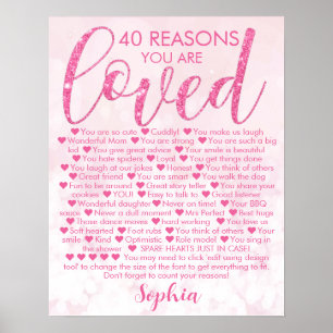 Glamoureus roze 40e verjaardag 40 Redenen waarom Poster