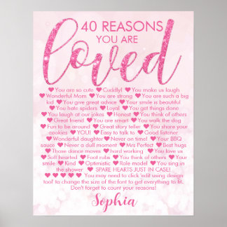Glamoureus roze 40e verjaardag 40 Redenen waarom Poster