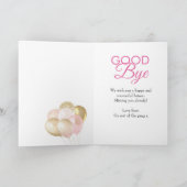 Glamoureus roze afscheid en veel succes kaart (Binnen)