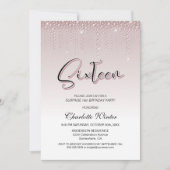 Glamoureus roze diamanten verrassing 16e verjaarda kaart (Voorkant)