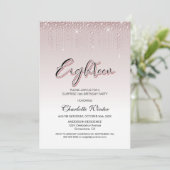 Glamoureus roze diamanten verrassing 18e verjaarda kaart (Staand voorkant)