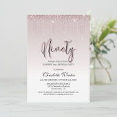 Glamoureus roze diamanten verrassing 90e verjaarda kaart (Staand voorkant)