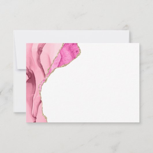 Glamoureus roze en goudgesteente bruiloft RSVP kaartje (Achterkant)