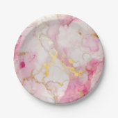 Glamoureus roze en goudmarmer effect papieren bordje (Voorkant)