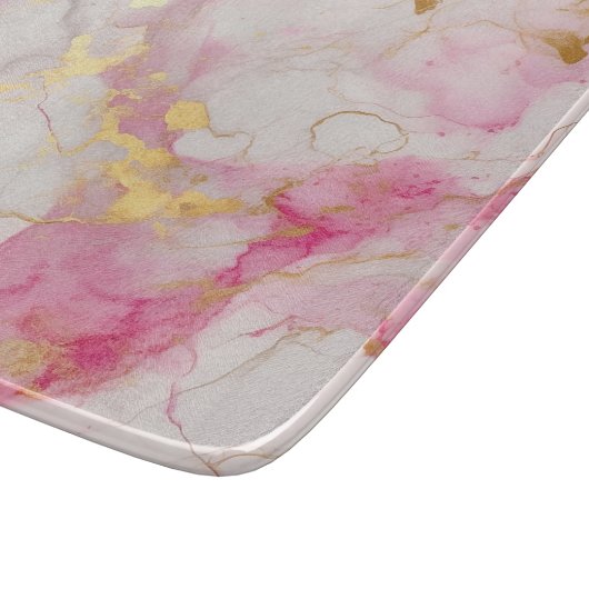 Glamoureus roze en goudmarmer effect snijplank (Hoek)