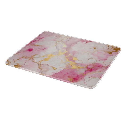 Glamoureus roze en goudmarmer effect snijplank (Hoek)