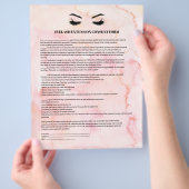 Glamoureus roze EYELASH EXTENSION CONSENT FORM Flyer (Hand)
