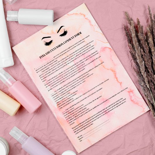 Glamoureus roze EYELASH EXTENSION CONSENT FORM Flyer