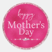 Glamoureus Roze Gelukkige Moederdag Ronde Sticker (Voorkant)