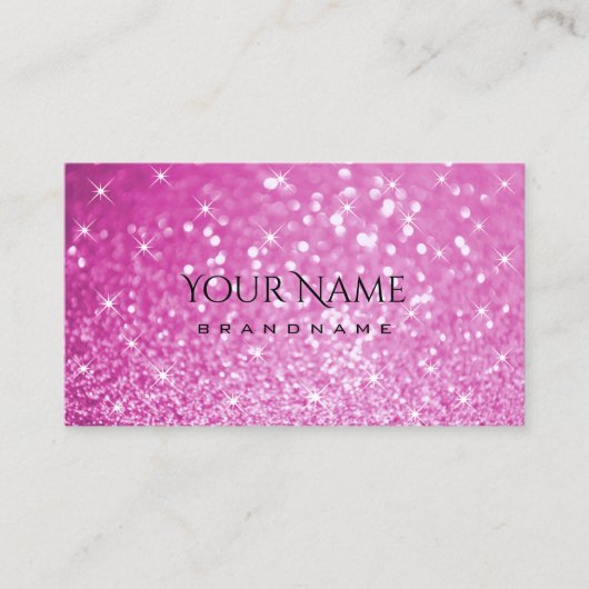Glamoureus Roze Glitter en Mousserende Stars Elega Visitekaartje (Voorkant)