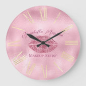 Glamoureus Roze Glitter Lips and Gold Grote Klok (Voorkant)