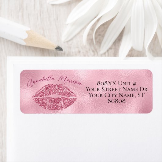 Glamoureus roze glitter Lips Etiket (Insitu)