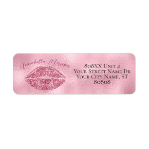 Glamoureus roze glitter Lips Etiket