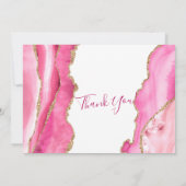 Glamoureus roze & Gold Agate Stone Couple Foto dan Bedankkaart (Achterkant)