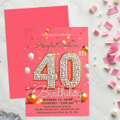 Glamoureus Roze & Goud 40ste Verjaardag Viering Kaart