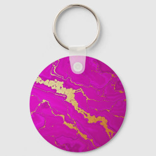 Glamoureus Roze & Goud Marmer Sleutelhanger