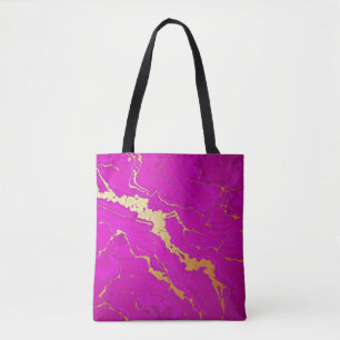 Glamoureus Roze & Goud Marmer Tote Bag