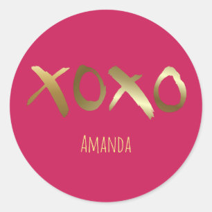 Glamoureus roze goudXOXO Valentijn Lieverd Ronde Sticker