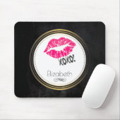 Glamoureus Roze Kissy Lips met xoxo! Gepersonalise Muismat (Met muis)
