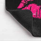 Glamoureus roze Kissy Lips met XOXO op zwart Muismat (Hoek)