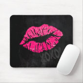 Glamoureus roze Kissy Lips met XOXO op zwart Muismat (Met muis)