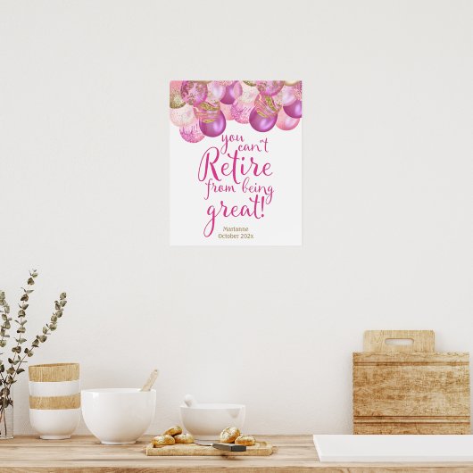 Glamoureus roze pensioen partij afdrukken teken poster (Keuken)