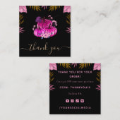 Glamoureus roze pompoen Thanksgiving Dank je wel Vierkante Visitekaartje (Voorkant / Achterkant)