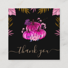 Glamoureus roze pompoen Thanksgiving Dank je wel Vierkante Visitekaartje