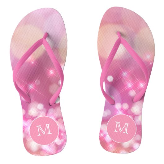 Glamoureus roze sparkles Monogram Teenslipper Teenslippers (Voetbed)