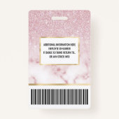 Glamoureus roze witte glitter marmer gradient ombr badge (Achterkant)