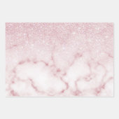 Glamoureus roze witte glitter marmer gradient ombr inpakpapier vel (Voorkant)
