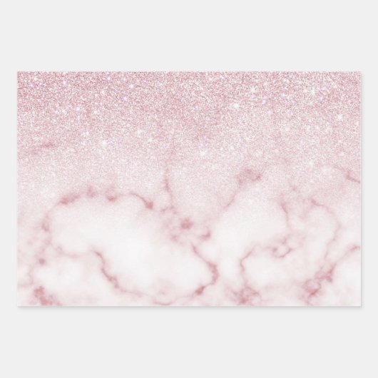 Glamoureus roze witte glitter marmer gradient ombr inpakpapier vel (Voorkant)