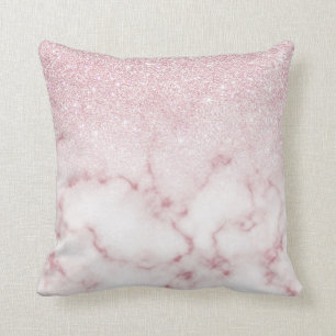Glamoureus roze witte glitter marmer gradient ombr kussen