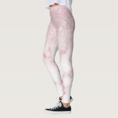 Glamoureus roze witte glitter marmer gradient ombr leggings (Links)