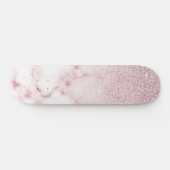 Glamoureus roze witte glitter marmer gradient ombr persoonlijk skateboard (Horizontaal)