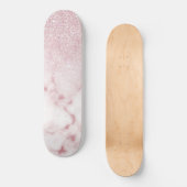 Glamoureus roze witte glitter marmer gradient ombr persoonlijk skateboard (Voorkant)