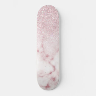 Glamoureus roze witte glitter marmer gradient ombr persoonlijk skateboard