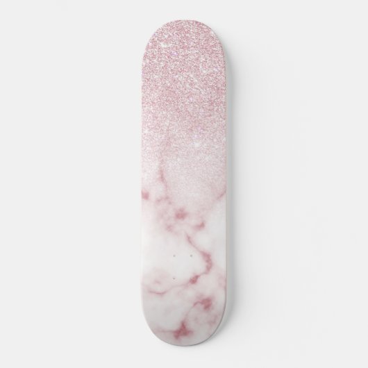 Glamoureus roze witte glitter marmer gradient ombr persoonlijk skateboard (Voorkant)