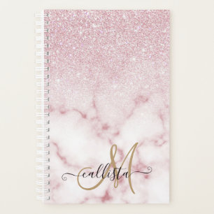 Glamoureus roze witte glitter marmer gradient ombr planner