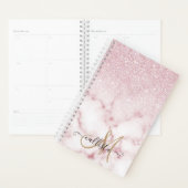 Glamoureus roze witte glitter marmer gradient ombr planner (Display)