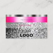 Glamoureus roze zilver mousserend glitter met Logo Visitekaartje (Voorkant)