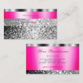 Glamoureus roze zilver mousserend glitter Shimmery Visitekaartje (Voorkant / Achterkant)