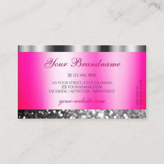 Glamoureus roze zilver mousserend glitter Shimmery Visitekaartje (Achterkant)