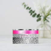 Glamoureus roze zilver mousserend glitter Shimmery Visitekaartje (Staand voorkant)