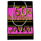 GLAMOUREUS ROZE ZWART GOUDEN FABULOUS 5O VLINDER MEDIUM CADEAUZAKJE (Voorkant)