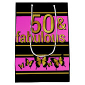 GLAMOUREUS ROZE ZWART GOUDEN FABULOUS 5O VLINDER MEDIUM CADEAUZAKJE (Achterkant)