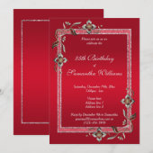 Glamoureus Ruby Red Pareltjes & Glitter Birthday Kaart (Voorkant / Achterkant)